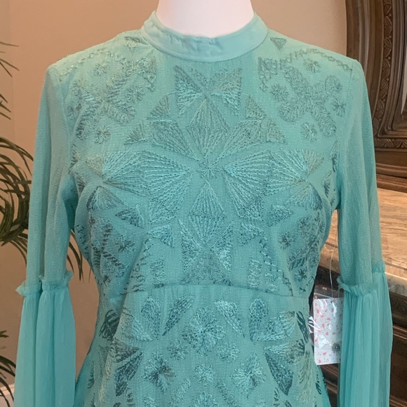 NWT $300 Free People Cleo Mini Dress Canton Size 10 Green Cocktail Open Back - Picture 9 of 16